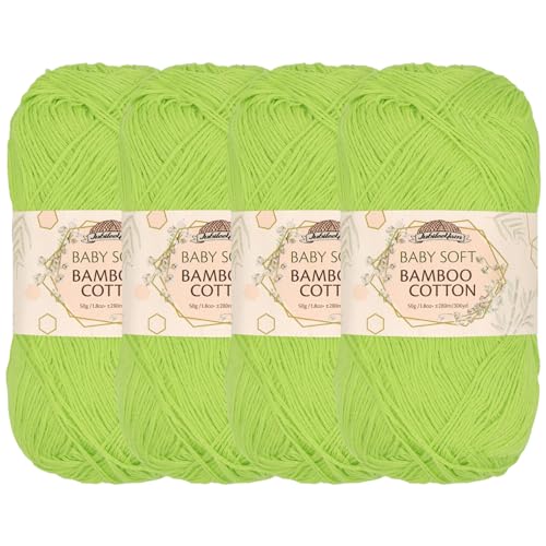 Image of JubileeYarn Baby Soft Bamboo Cotton Yarn - 50g /Skein - Avocado - 4 Skeins
