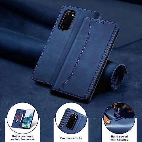 Image of Jasonyu Case for Samsung Galaxy S20 Leather Wallet Flip Cover with Card Holder,Kickstand, Magnetic Closure,TPU Shockproof Phone Case Compatible with Samsung S20 (Blue)