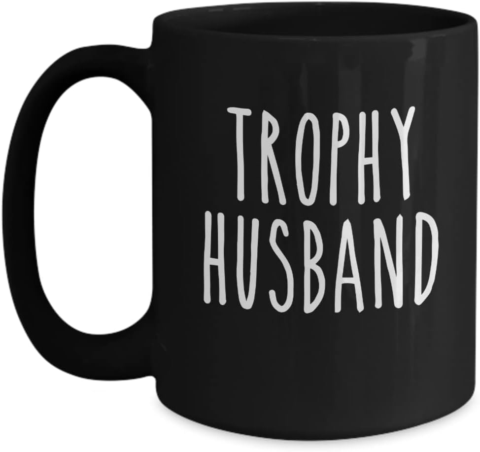 B.A.I. Trophy Husband Black Mug, Groom Gifts, Funny Father's Day Anniversary Birthday Christmas Coffee Cup For Him From Wife Sweetheart Fiance