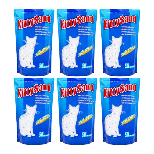 KittySand Crystal Cat Litter 6 x 5L Bulk Pack (30L Total) 99% Dust-Free Odour Control Low Tracking | Premium Silica Gel