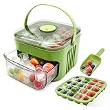 Easy Press Ice Maker, Ice Cube Maker, Ice Cube Tray mit Bin und Scoop, Eisw&uuml;rfelmacher, Eisw&uuml;rfelbereiter mit Deckel, Eisblock Form, Eisschalenform Haushaltseisbox, Sommer-Eisbereiter, Eisw&uuml;rfelform