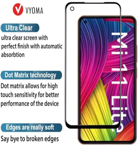 Image of VYOMA Military-Grade Gorilla Tempered Glass for Mi 11 Lite 5G / Xiaomi Mi 11 Lite 5G (Black) | Edge to Edge Full Screen Coverage | Scratch Resistant | With Easy Installation Kit | Screen Protector for Smartphone | Bubble-Free | Ultra Clear HD Glass | Oleophobic Coating | High Clarity | 9H Hardness | Scratch Resistant | ShatterProof | ScreenGuard | Pack of 1