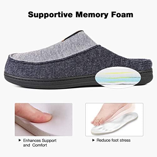 EverFoams Men's Cozy Cotton Knit Moccasin Slippers Indoor Outdoor House Shoes with Removable Insole (Size 9-10 M US, Gray) | Image 4