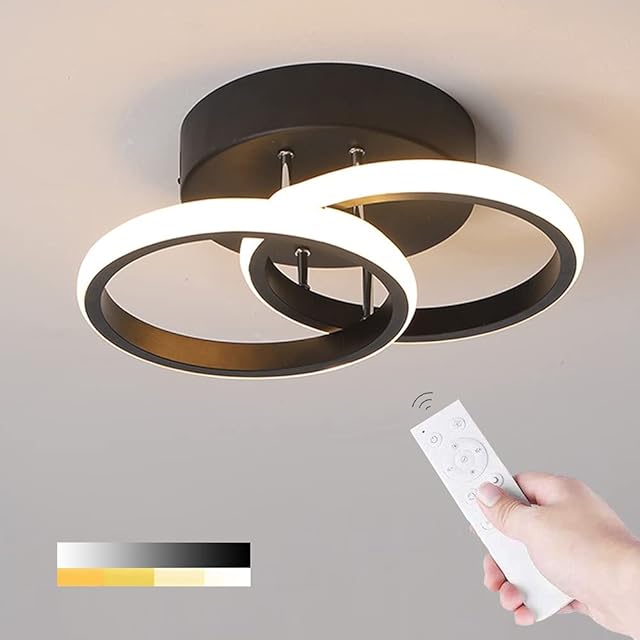LED Acrylic Ceiling Light Modern Creative Ceiling Lamp for Bedroom Kitchen Loft Aisle Hall Balcony Stair Garden Lighting Fixture,22W Dimmable (Black)