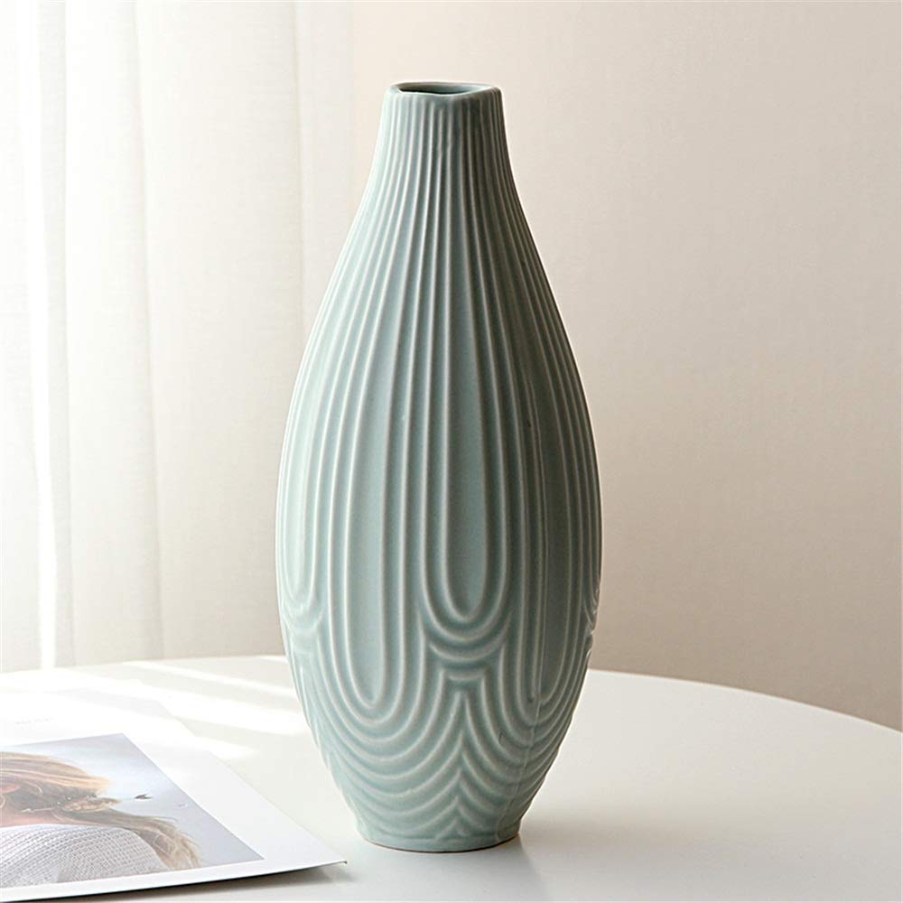 Vase en céramique MU plante fleur grès moderne blanc bleu maison