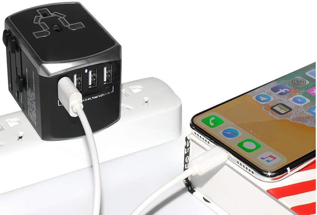 Adaptador de Corriente Universal en Todo el Mundo con 4 USB Europa EE. UU., UE, Reino Unido, AU 224 Países Adaptador de Viaje Internacional