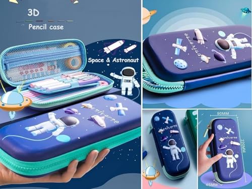 Image of WireScorts 3D Cover Eva Space Astronaut Theme Pencil Case Large Capacity Pencil Pouch, Space Pencil Case for Kids, Stylish Pen Holder Pouch Stationery Box