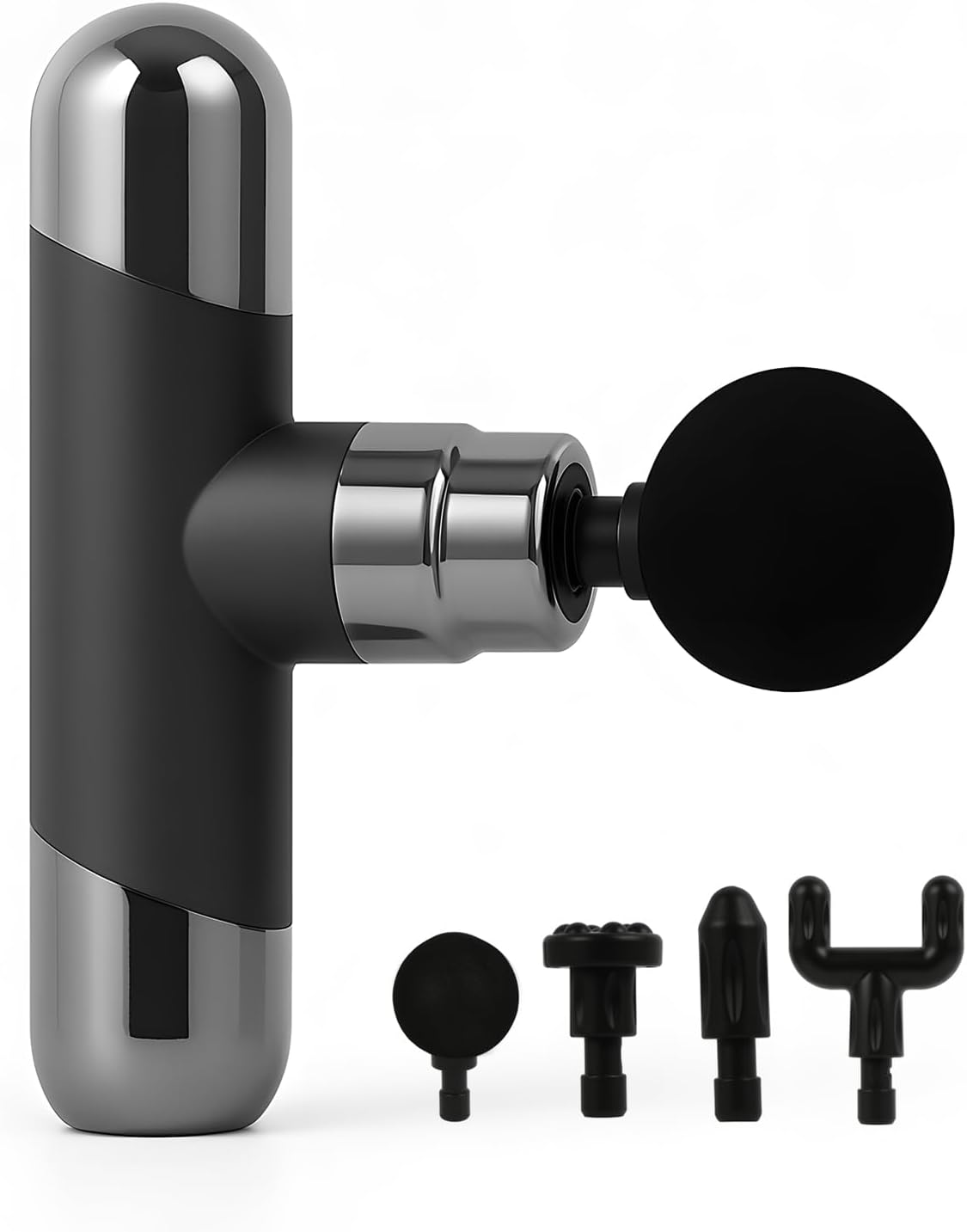 Massage Gun Deep Tissue, Percussion Massager for Back and Neck with 6 Speeds, Cordless Muscle Massager for Pain Relief with 4 Heads, Type-C Charging, Travel Size, Best Gifts