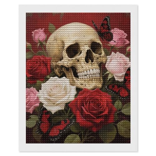 Kit peinture diamant 5D débutant crâne rose complet toile facile