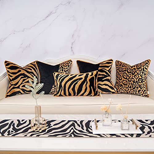 Yangest HU-XI-57 Black And Gold Square Pillow Cover Cut Velvet Leopard Print Cushion Cover Luxury Modern Pillowcover thumb #6
