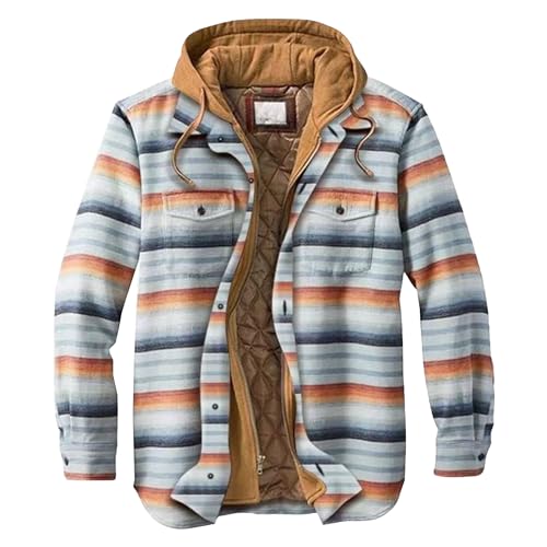 Veste à capuche à carreaux pour homme parka d'hiver doublée sherpa en flanelle de laine