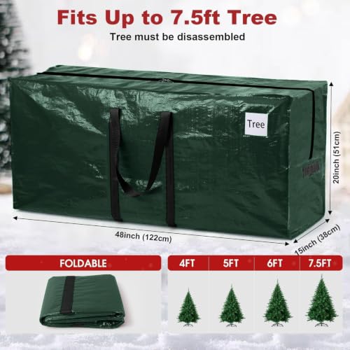 Christmas Tree Bag, Fits Up to 7.5 Ft Artificial Xmas Trees, Green