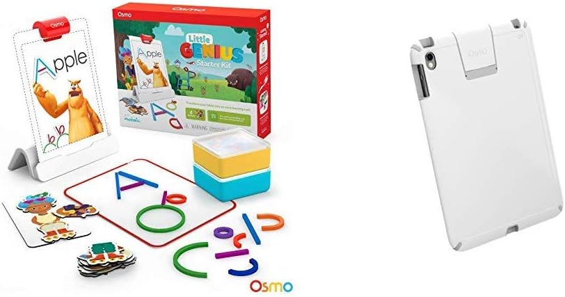 OsmoLittle Genius Starter Kit for iPad iPad Case Bundle - 4 Hands-On Learning Games (Preschool Age) iPad Base Included