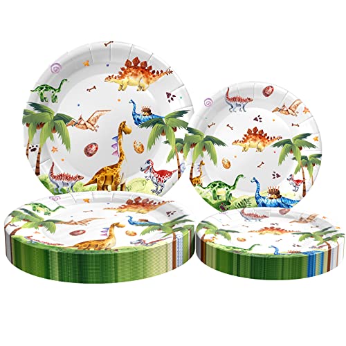 Dinosaur Birthday Party Supplies, Dinosaur Party Decorations, Dinosaur Plates, Birthday Plates, Dinosaur Disposable Plates Set Includes Dinner Plates And Dessert Plates , Serves 24 #TOP4