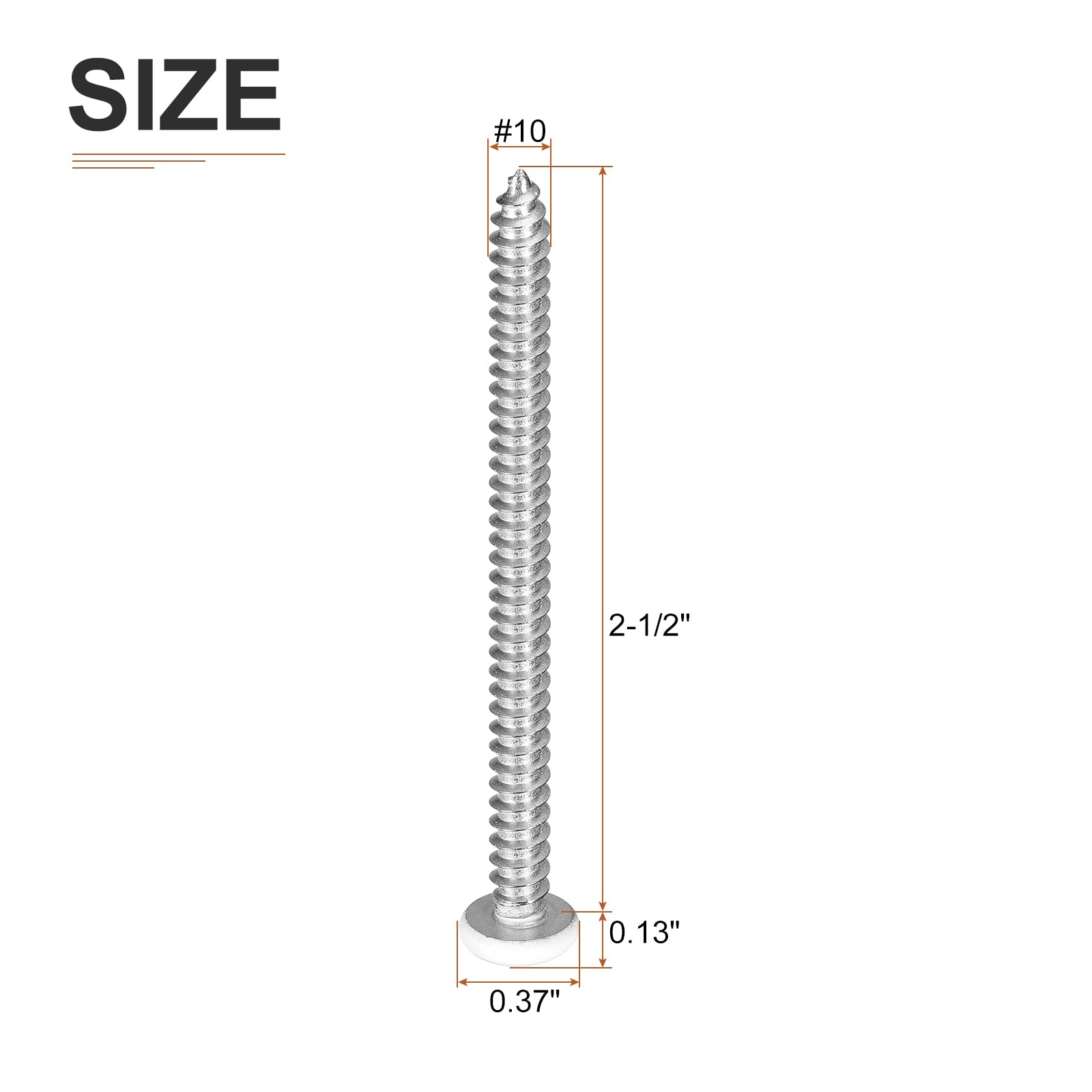DTGN #10x2-1/2" White Screws 100Pack - 304 Stainless Steel Pan Head Phillips Sheet Metal Screw Self-tapping Screw Wood Screws - Image 2