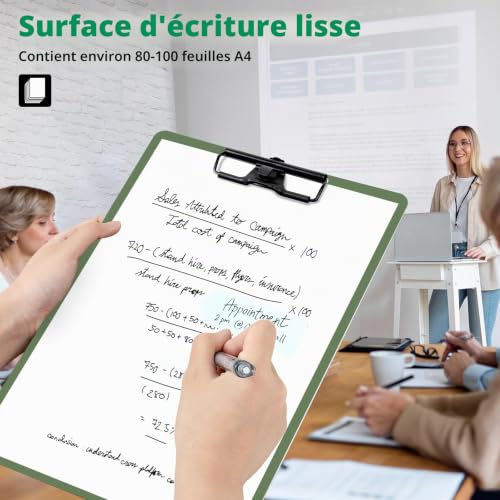 FRETONBA Porte Bloc A4 avec Porte-stylo, 2 Pièces Porte Documents, Vert – vue 3