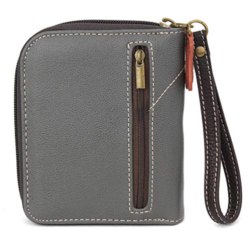 Image of CHALA Zip Around Wallet, Wristlet, 8 Credit Card Slots, Sturdy Pu Leather - B&W Paw Print - Gray