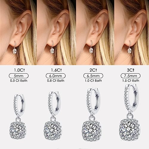 Diamond Stud Earrings For Women, 2Ct Moissanite Earrings, 925 Sterling Silver Plated 18K White Gold, Gifts For Women Wife Mom Girlfriend (2Ct) #TOP4