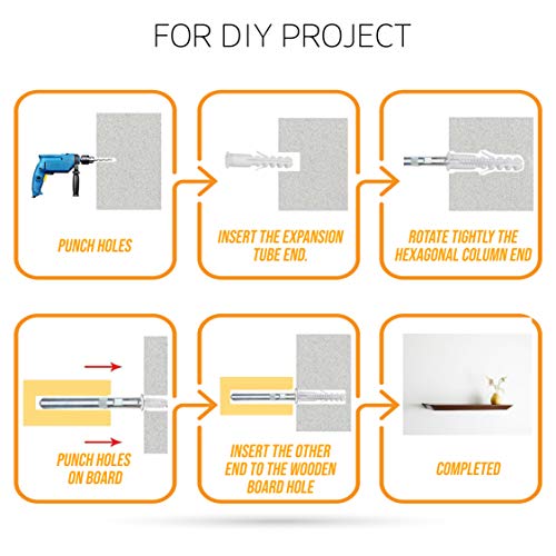 Batoda Floating Shelf Bracket (8 Pcs) - Blind Shelf Supports - Silver Hidden Brackets For Floating Wood Shelves – Great Invisible Support For Thin Shelf – Shelving Mounting Hardware Included (Pack 8) #TOP4