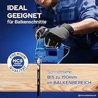 FALKENWALD® Stichsägeblätter Holz 5x T1044DP – Extra Lang 250 mm - Tiefe Schnitte bis 190 mm - T-Schaft, HCS, 6 TPI - Für Weichholz, Hartholz, MDF, OSB, Multiplex – Ansicht 4
