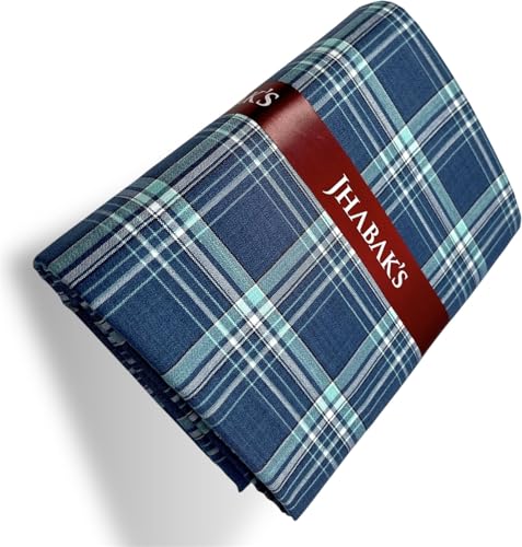 Image of JHABAK'S Cotton Blend Unstitched Checkered Fabric for Men - 2.35m Shirt Piece / 3m Kurta Piece - Width 36 Inches