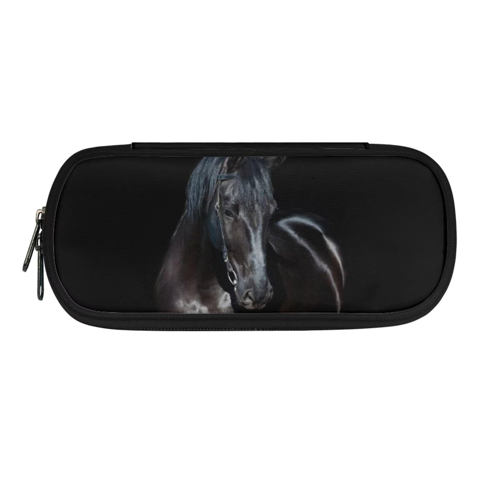 POLERO Black Horse Pencil Case for School Pencil Bag Pouch Makeup Cosmetic Bag Zippers Pencil Bag — image 1