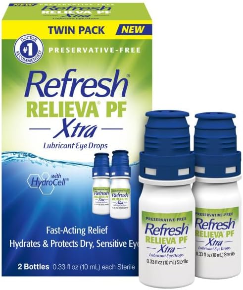 Refresh RELIEVA PF Xtra  Gotas lubricantes para los ojos lágrimas artificiales sin conservantes, 2x0.33 fl oz (2x10 mL), 2 unidades