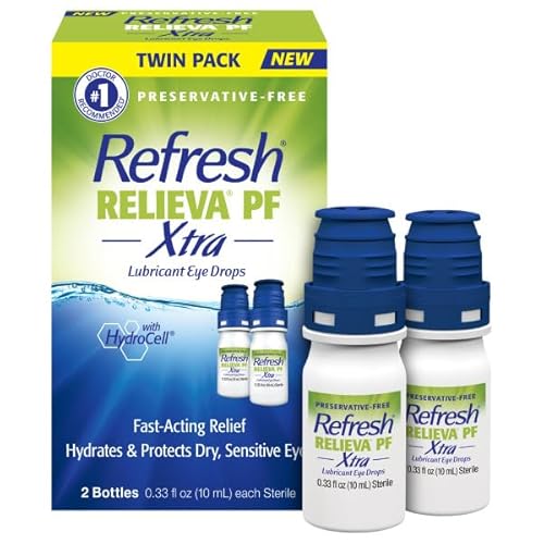 Refresh RELIEVA PF Xtra Preservative-Free Artificial Tears Lubricant Eye Drops, 2x0.33 fl oz (2x10mL), 2 Count