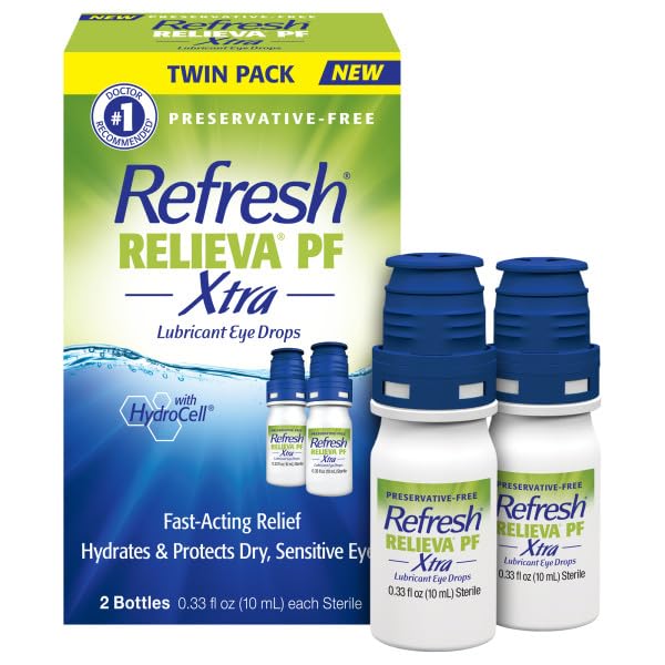 Refresh RELIEVA PF Xtra Preservative-Free Artificial Tears Lubricant Eye Drops 2x0 33 fl oz 2x10mL 2 Count
