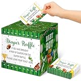 Teling 51 Pieces Diaper Raffle Tickets with Card Baby Shower Decorations Gender Reveal Holder Box for Girl Boy Diaper Raffle Party (Football Touch Down It's A Boy)