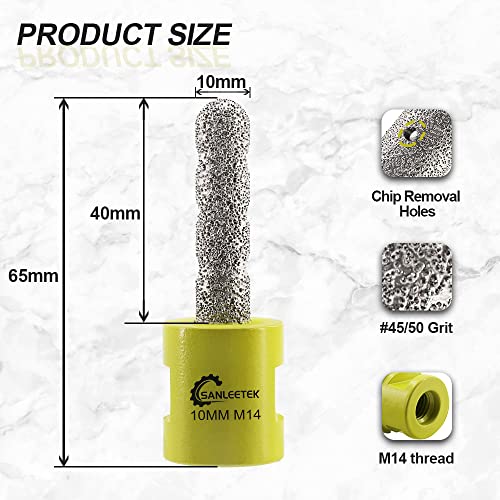 Diamond Finger Milling Bits 10mm SANLEETEK Tile Bits for Existing Holes Enlarging Shaping Trimming in Tile Porcelain Ceramic Marble Granite Artificial Stone M14 Thread - Image 2