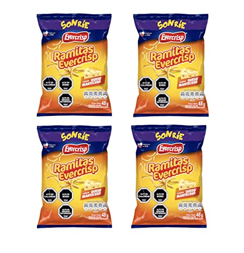ramitas evercrips sabor queso, 4 paquetes de 48 g