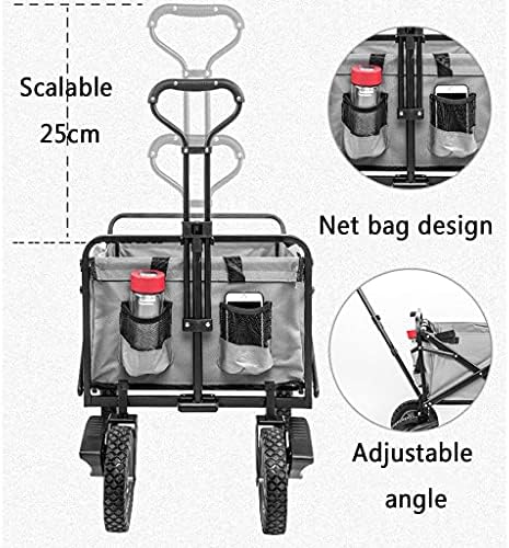 Collapsible Wagon Cart with Wheels Foldable Folding Wagons Carts Silent Universal Wheels,Outdoor Folding Utility Wagon 4 Wheeled Folding Camping Cart, Utility Garden Trolley, Portable Outdoo