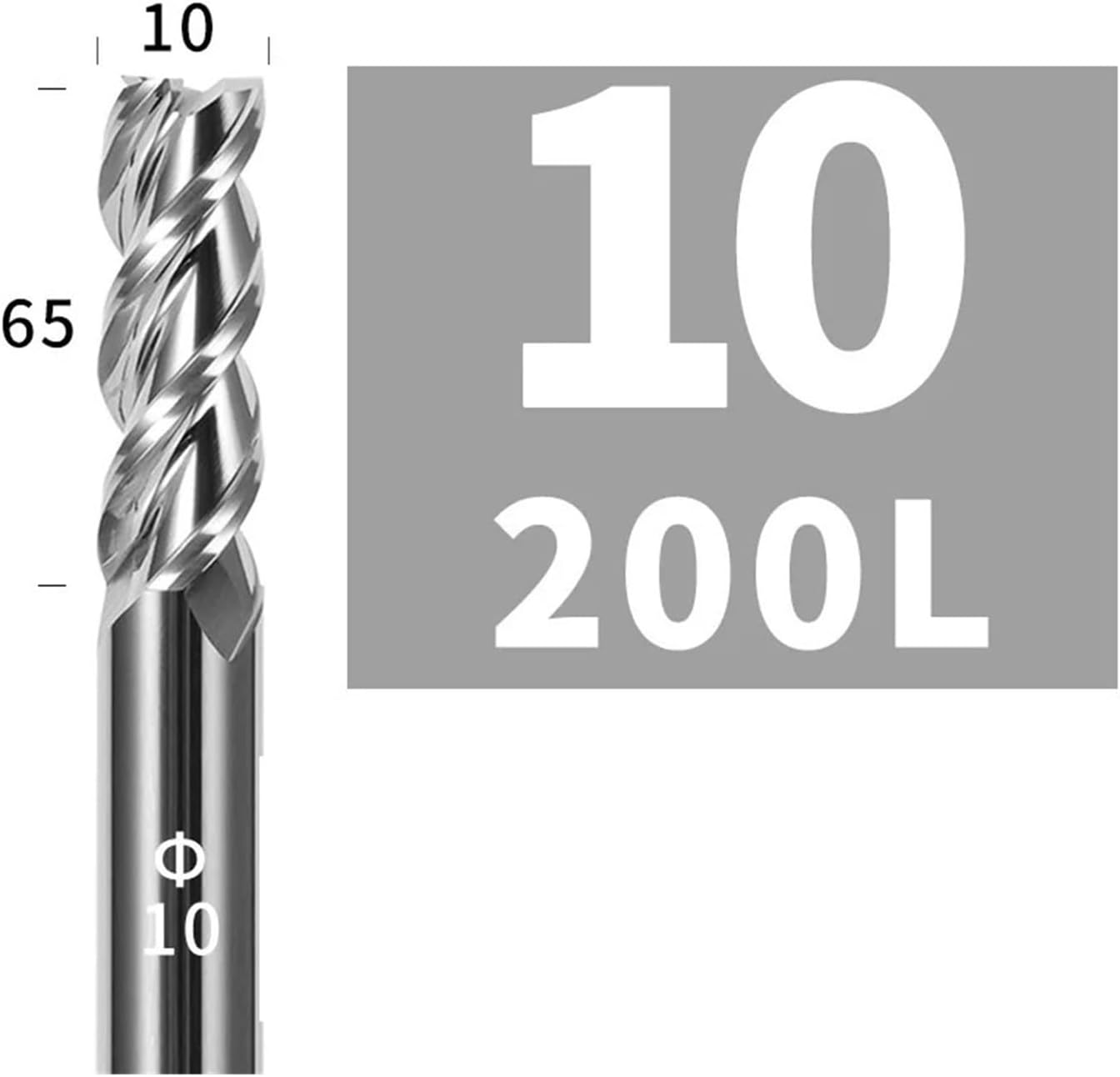 Thread milling Cutter Carbide End Mill Aluminium HRC55 3F Milling Cutter Acrylic Copper Plastic Cutting Tool CNC Maching Milling Tools Endmils(10X65XD10X200L)