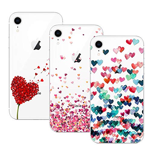 Young & Ming Coque pour iPhone XR,3 Pack Transparent Housse TPU Silicone Coque de Protection pour iPhone XR,Motif-01