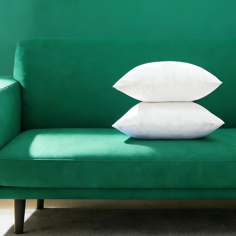Extra Thick and Full Set of 2 Plump Cotton Fabric Throw Pillow Inserts, Overfilled Cushion Filler, 16 X 16 Inches