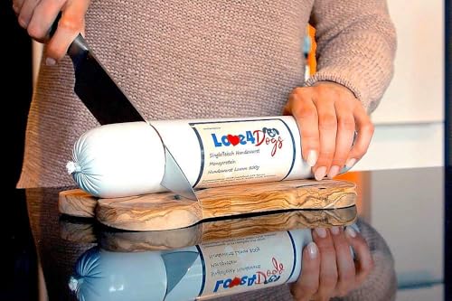 Love4Dogs Die Originale Hunde Trainingswurst 800g | schnittfest | Singlefleisch (aus 97% Muskelfleisch) | Monoprotein | Hypoallergen| Training, Snack und Leckerli | Wurst für Hund (Wildschwein)