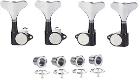 KAISH 4 cordas 2R2L 18:1 afinadores de baixo selados para baixo afinador de guitarra para baixo Ibanez/Yamaha estilo acústico/baixo elétrico preto com cromo