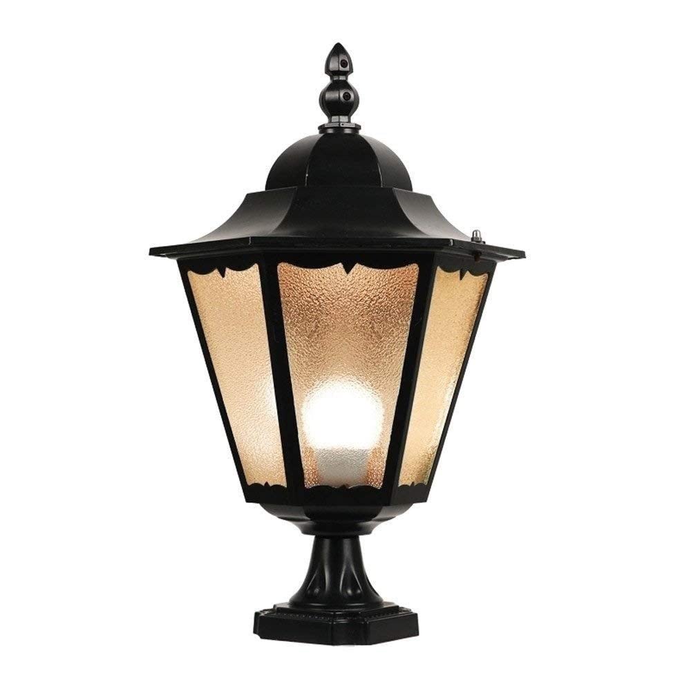 Lampa ogrodzeniowa z matową szklaną lampą słupkową Wodoodporna oprawa oświetlenia zewnętrznego ulicznego do willi Patio(Black)
