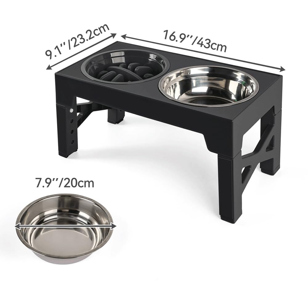 Gamelles surélevées pour Chiens Moyens et Grands - Accessoires - 5 hauteurs réglables : 8 cm, 22 cm, 25 cm, 28 cm et 31 cm - Gamelle avec Support pour Nourriture et Eau - Station d'alimentation pour