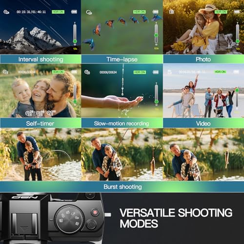 NBD 5K 64MP Digital Cameras for Photography - 16X Zoom with Autofocus, WiFi & App Control, Anti-Shake, 180° Flip Screen, Includes 64GB TF Card, 52mm Wide Angle and Macro Lens (Graphite) - Image 4