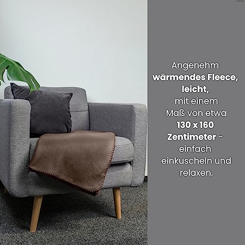 wometo 2er Set Polar- Fleecedecke oekoTex 130x160 cm ca. 400g wertiges Gewicht mit Anti-Pilling Kettelrand Farbe braun