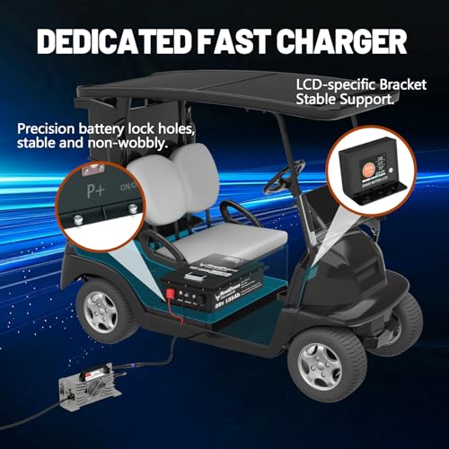 Image of 36V 135Ah Golf Cart Lithium LiFePO4 Battery with Charger and 200A BMS Grade A Cells Deep Cycle Rechargeable Battery,10000+ Cycles,Perfect for Golf Cart,Off Grid Applications (38.4V 135Ah-GC)