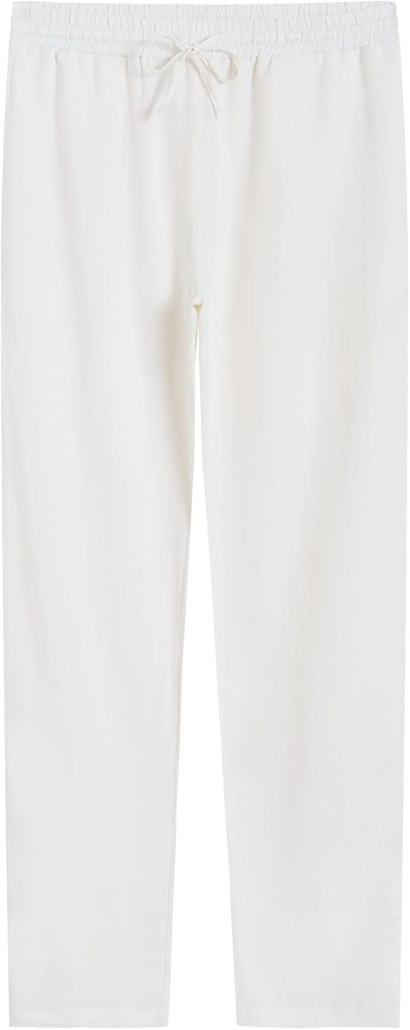 Weintee Women's 34" Inseam Tall Linen Pants with Pockets