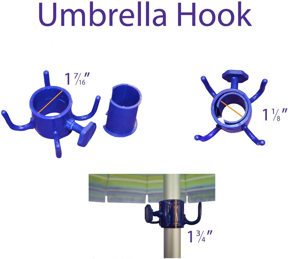 Impact Canopy 8' Beach Umbrella with Umbrella Towel Hook, UV Protected, Vented, Tilt Pole, Sand Anchor, Carry Bag, Rainbow