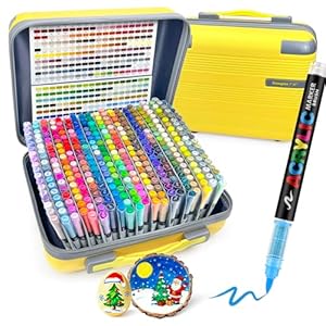 Guangna 360 marcadores de pintura acrílica, punta de pincel, tinta impermeable de secado rápido, para pintura de roca, plástico, madera, lienzo, vidrio, cerámica, metal, manualidades, suministros de