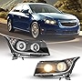 CPW Headlights Assembly Compatible with 2011-2015 Chevrolet Cruze Projector Dual Beam Turn Signal Lights Driver& Passenger Side Replacement Headlamp 1 Pair Black/Clear