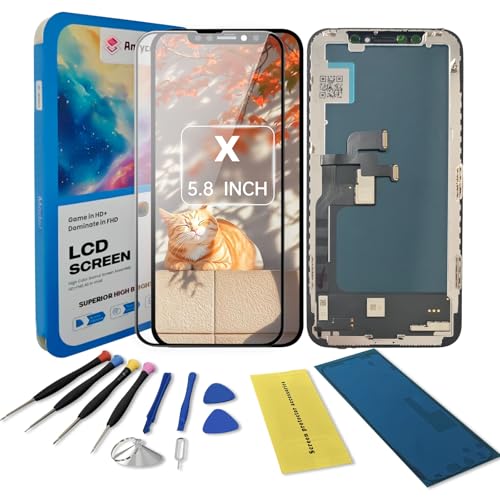 for iPhone X Screen Replacement kit 5.8 LCD Display 3D Touch Digitizer Assembly with Repair Tools Screen Protector Frame Adhesive (Model A1865 A1901 A1902)