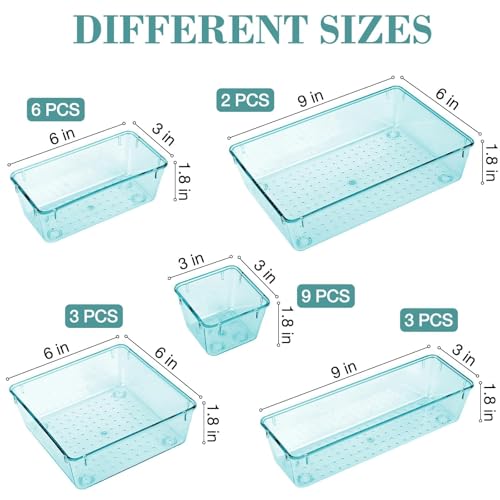 Image of 23 PCS Drawer Organizer Set, 5 Size Bathroom and kitchen organizer Trays