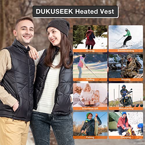 Dukuseek Men`s Lightweight Heated Vest, Rechargeable Heating Vest Warm Clothing W/ 7.4V Battery For Outdoor Hiking Hunting #TOP4